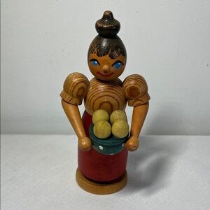 vintage German incense smoker, lady with dumplings. Made in Germany